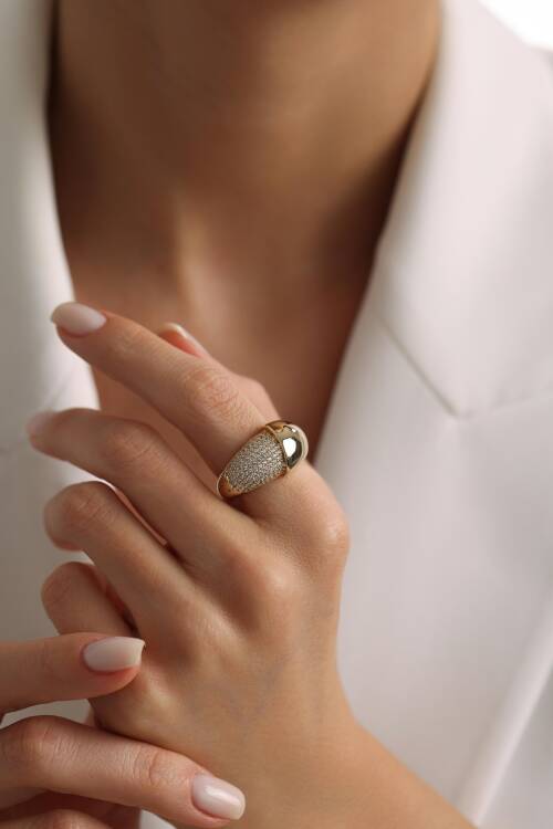 YARISI TAŞLI BOMBE YÜZÜK - 2