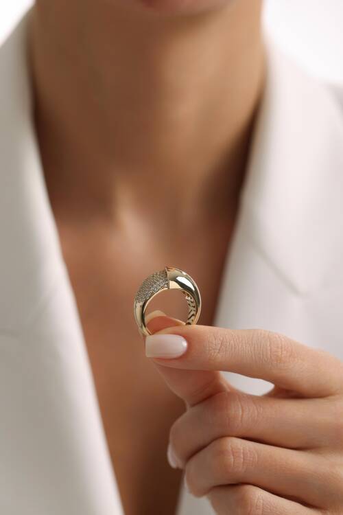 YARISI TAŞLI BOMBE YÜZÜK - 3