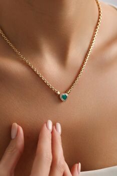 YEŞİL KALPLİ FOPPE KOLYE - 2