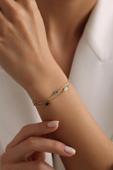 YEŞİL MİNELİ ÇİFT SIRA BİLEKLİK - 2