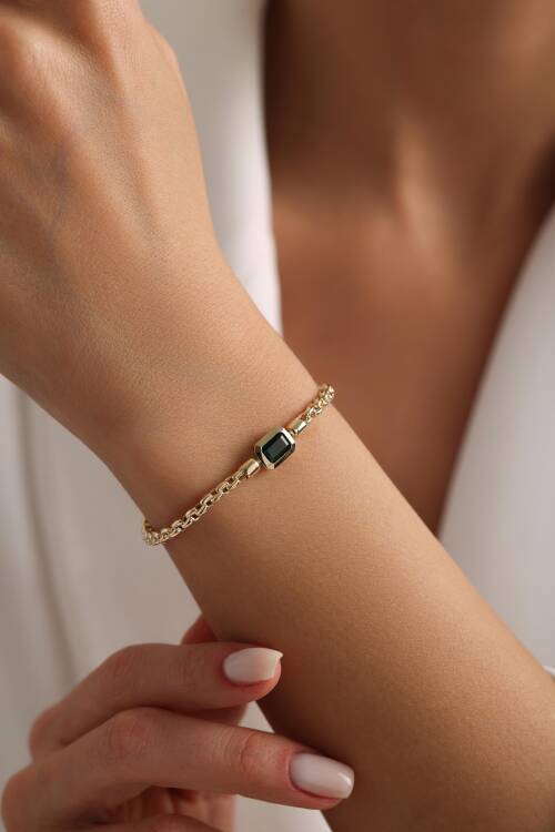 YEŞİL TAŞLI FOPPE BİLEKLİK - 1