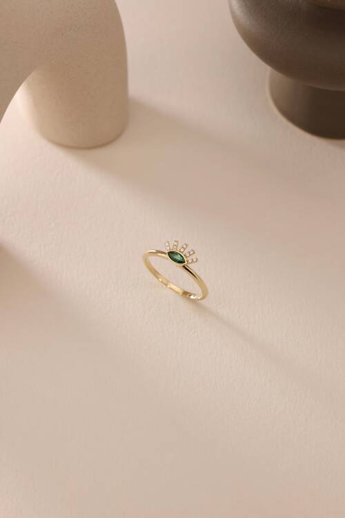 YEŞİL TAŞLI SOSYETE GÖZÜ YÜZÜK - 3